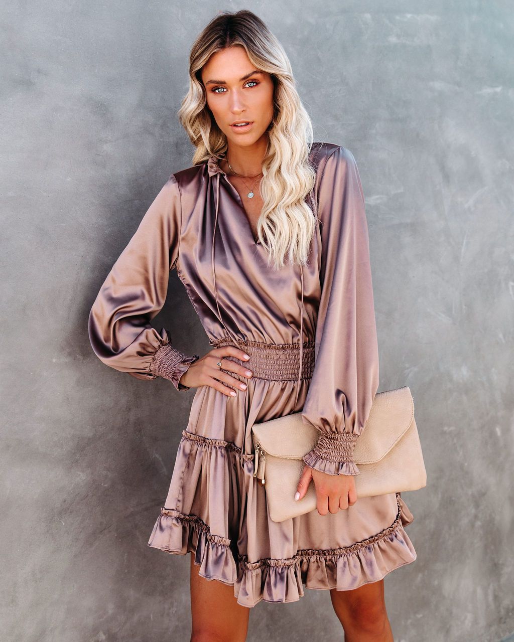 Satin Lena Midi Dress Champagne