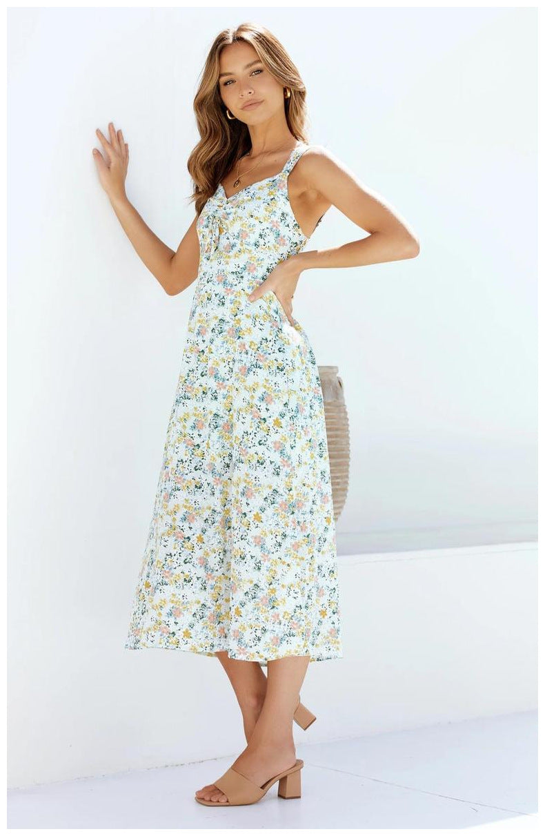 Tiered Cornfield Tassel Midi Dress