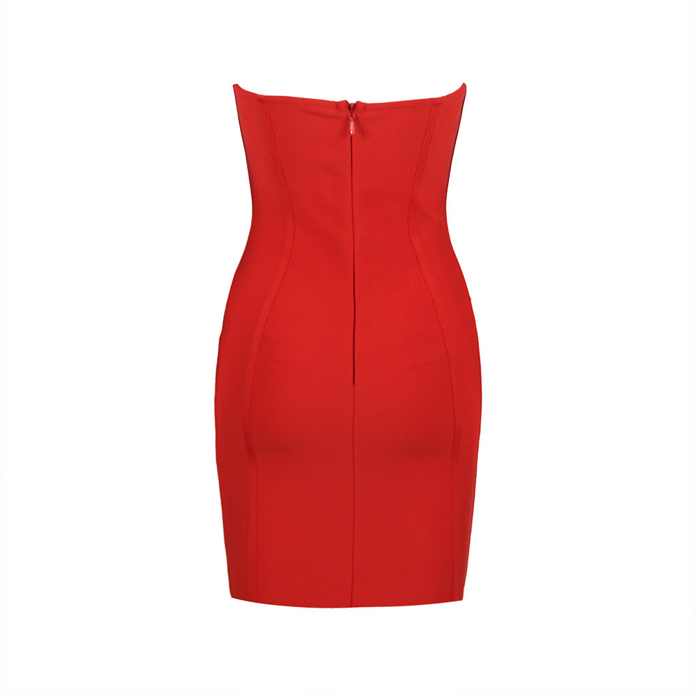 Bloom Chest Cup Short Bandage One Piece Slim Tube Top Dress