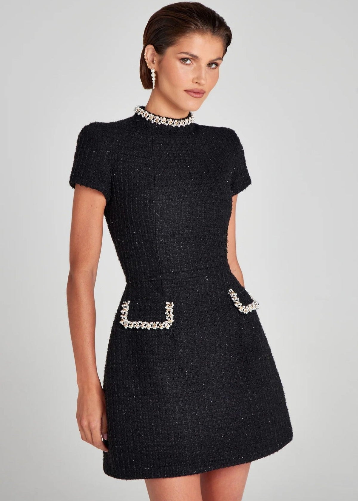 Tweed Crystal-Trim Mini Dress