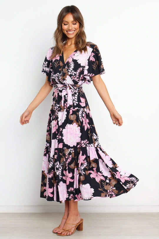 Duffy Botanical Puff Sleeve Babydoll Dress