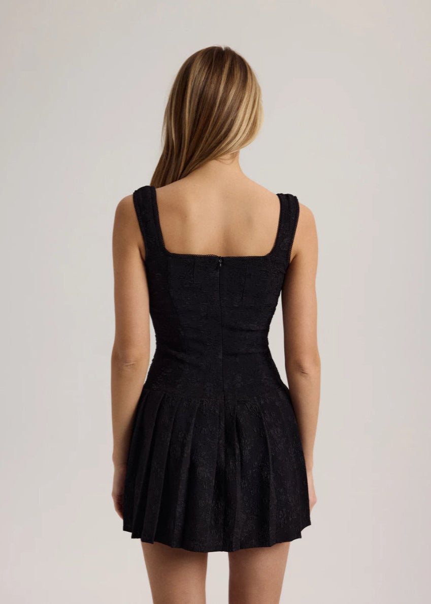 Lace-Up Noir Corset Mini Dress