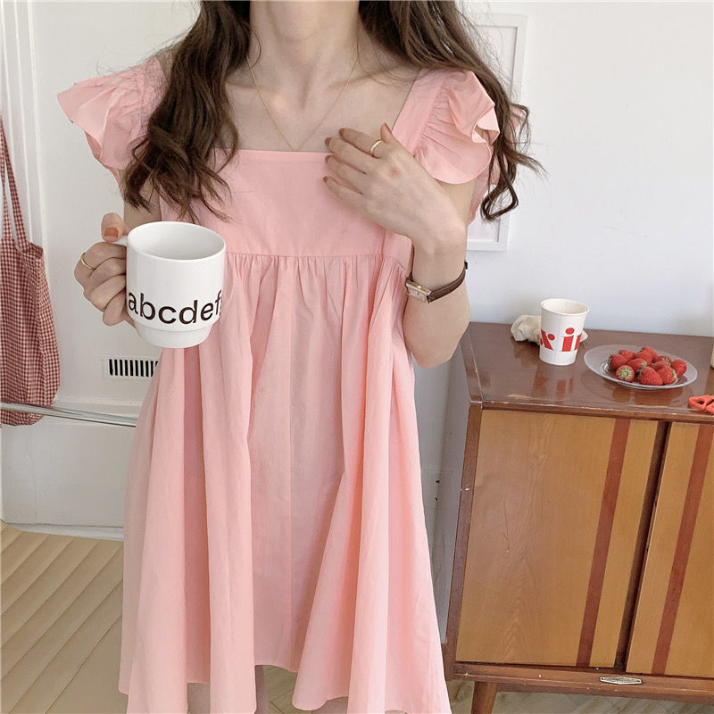 Pocketed Issy Ruffle Babydoll Dress Coral FINAL