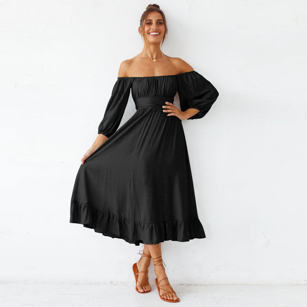 Puff Samantha Sleeve Midi Dress Black