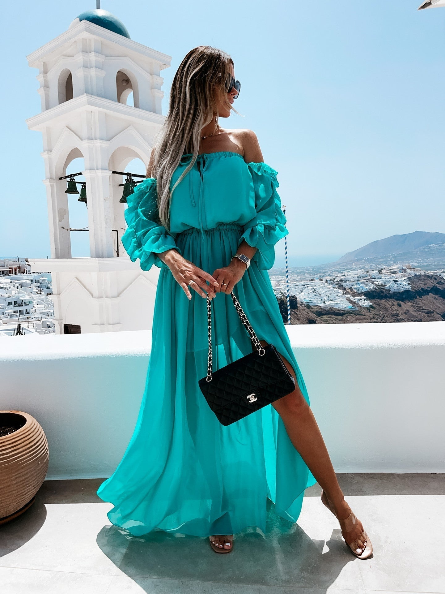 Peacekeeper Off The Shoulder Midi Dress Cozy Sage