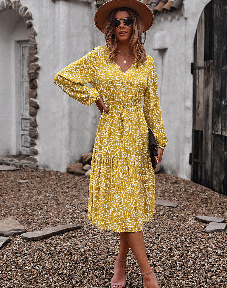 Sunshine On My Mind Flower Babydoll Dress Mustard