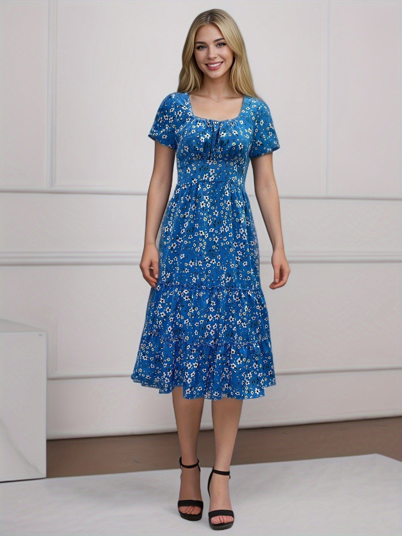Cecilia Minimalist Women's Floral Pleated Maxi Dress Boutique Edit