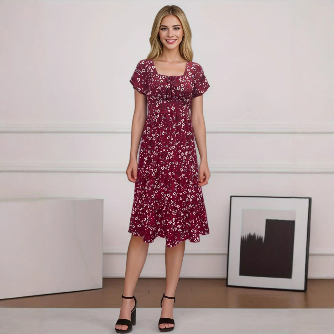 Cecilia Minimalist Women's Floral Pleated Maxi Dress Boutique Edit