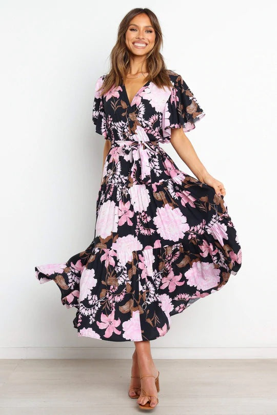 Duffy Botanical Puff Sleeve Babydoll Dress
