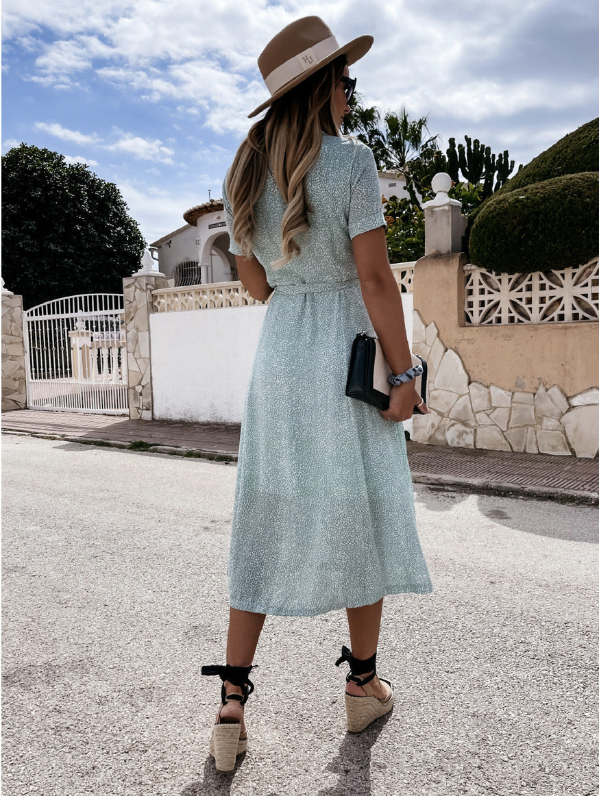 Otilia Flower Button Down Midi Dress Ivory Multi
