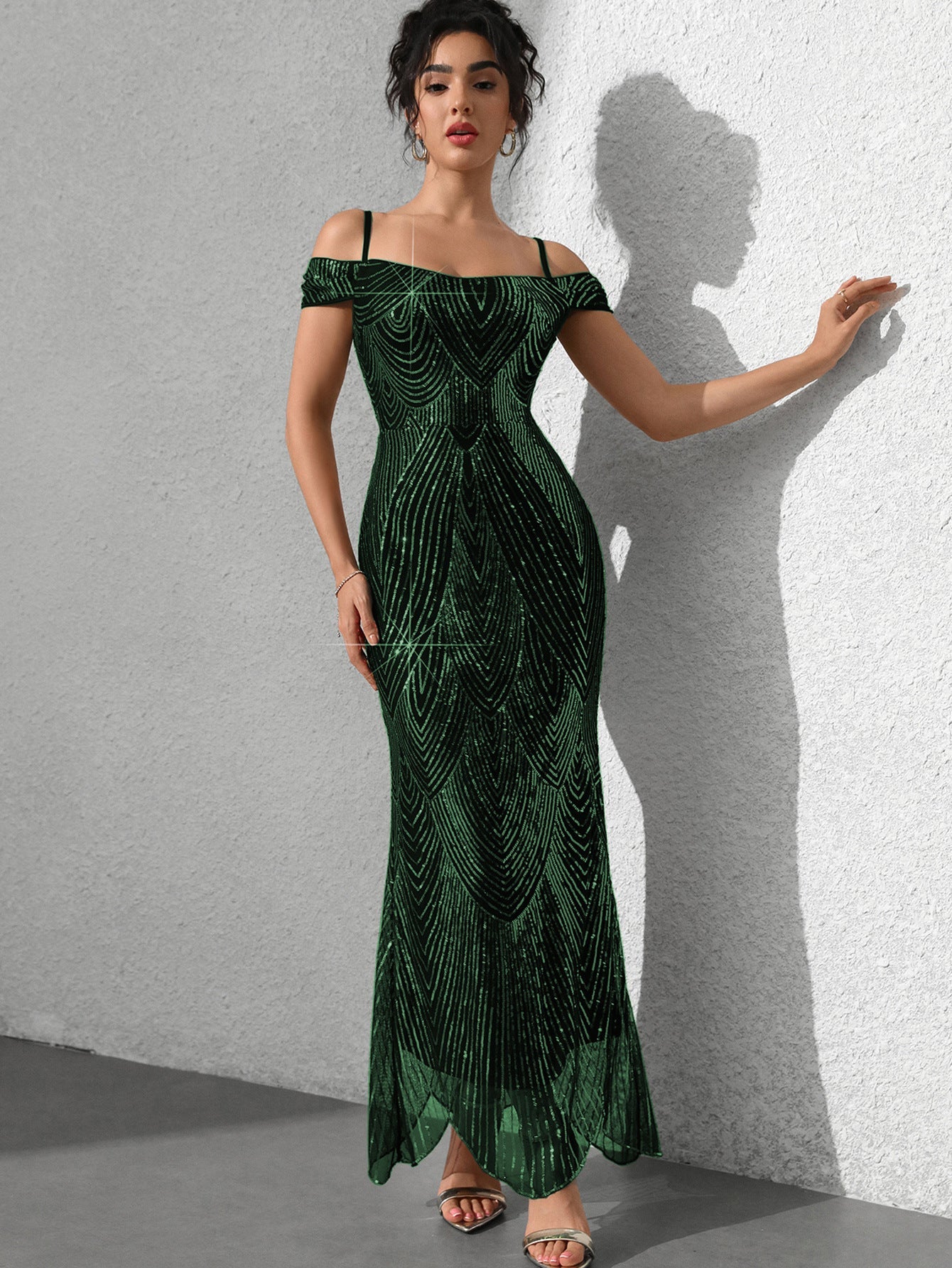Attractive Slim Fit Sequined Dress Maxi Dress Women Clothing Prom Evening Dress