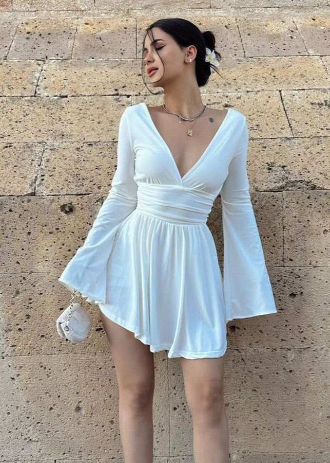 Long Amara Sleeve Wrap Mini Dress