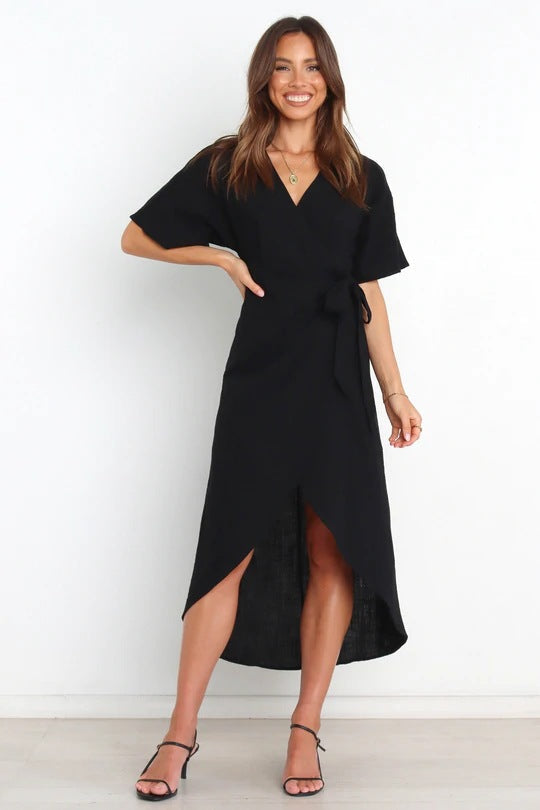 Move Bold Wrap Midi Dress Black