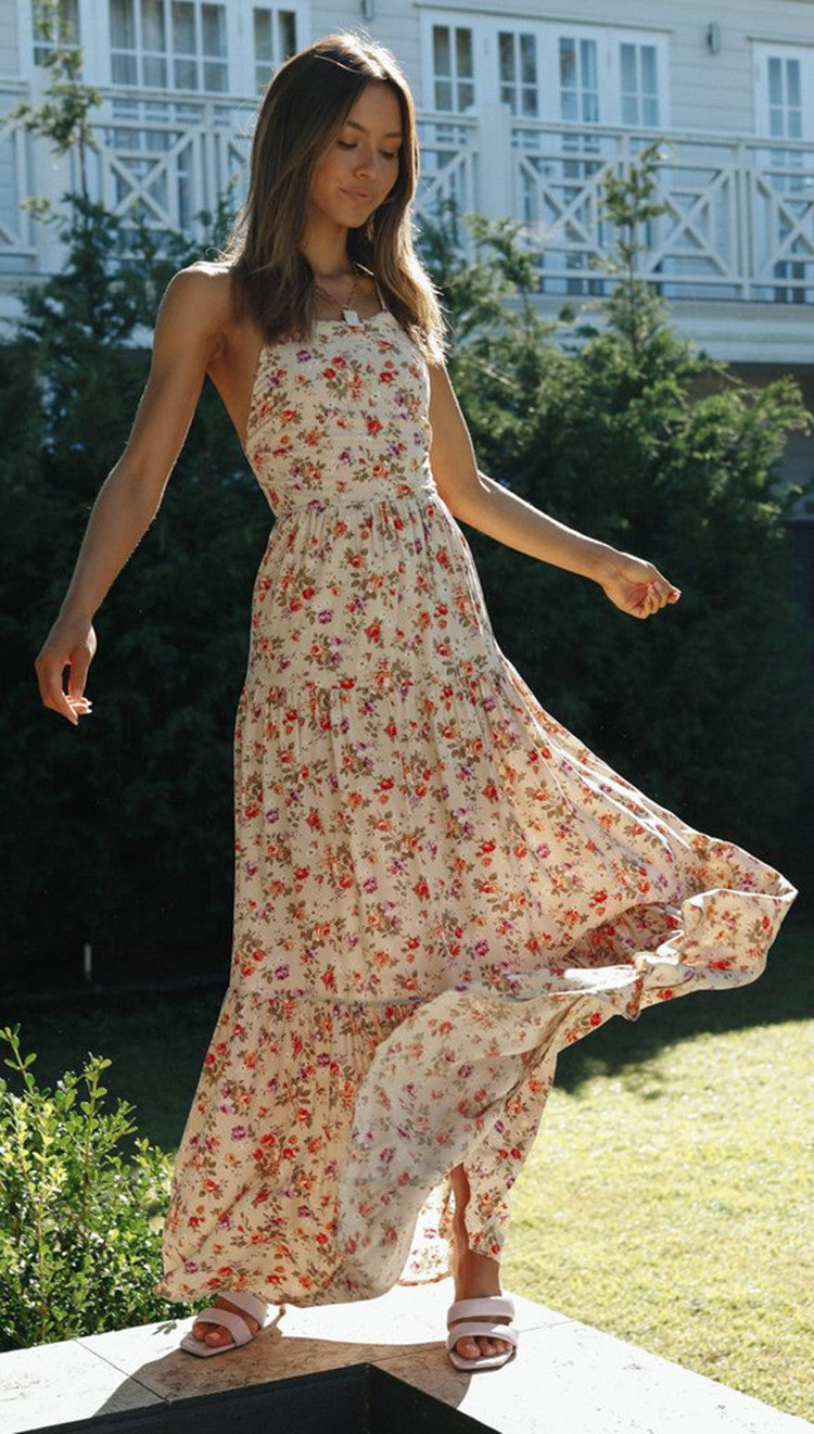 List Goes On Flower Tiered Tassel Midi Dress