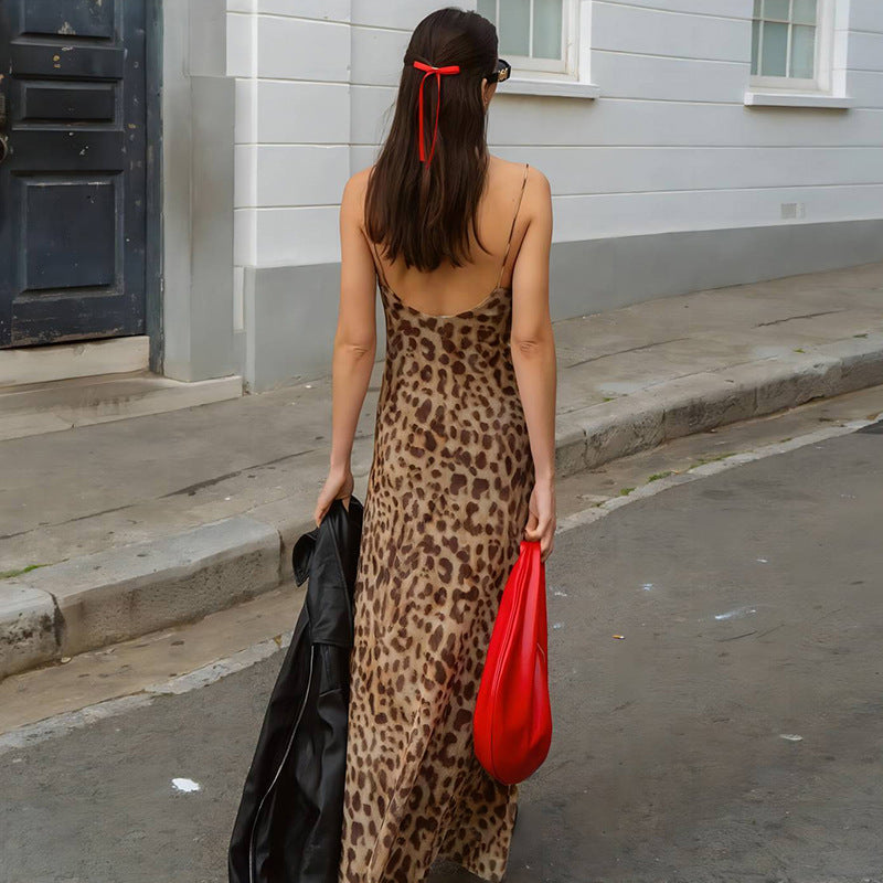 Aura Leopard Midi Dress Brown