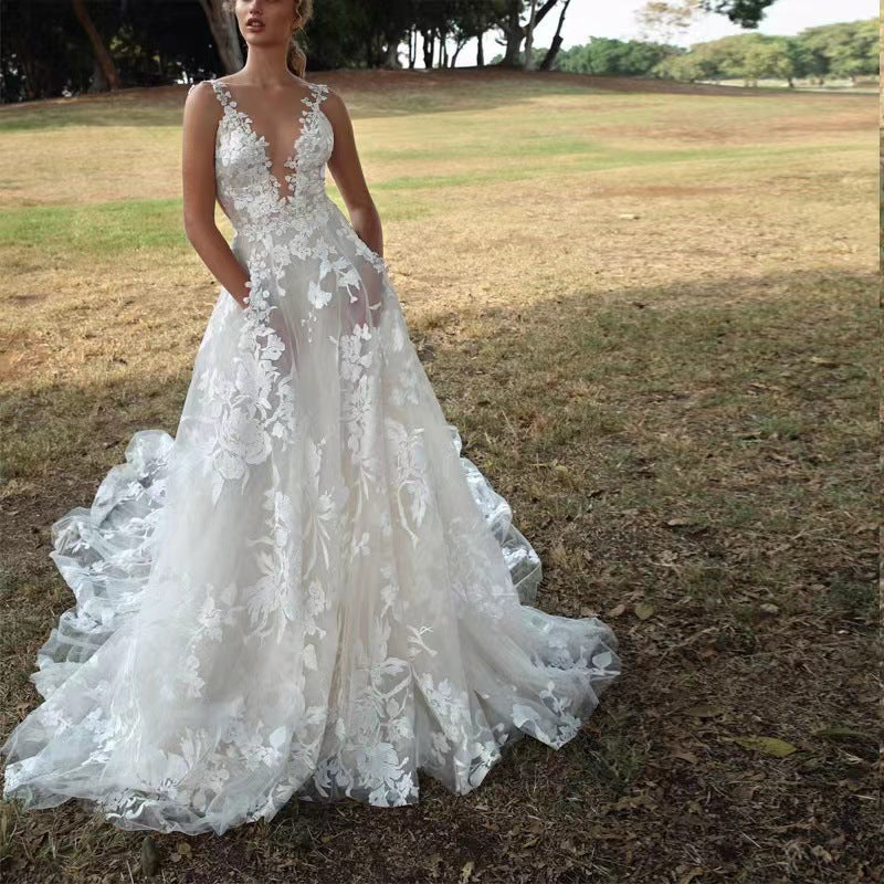 Women Clothing Tutu Lace Bridal Wedding Dress Chic White Suspender Bridesmaid Dress