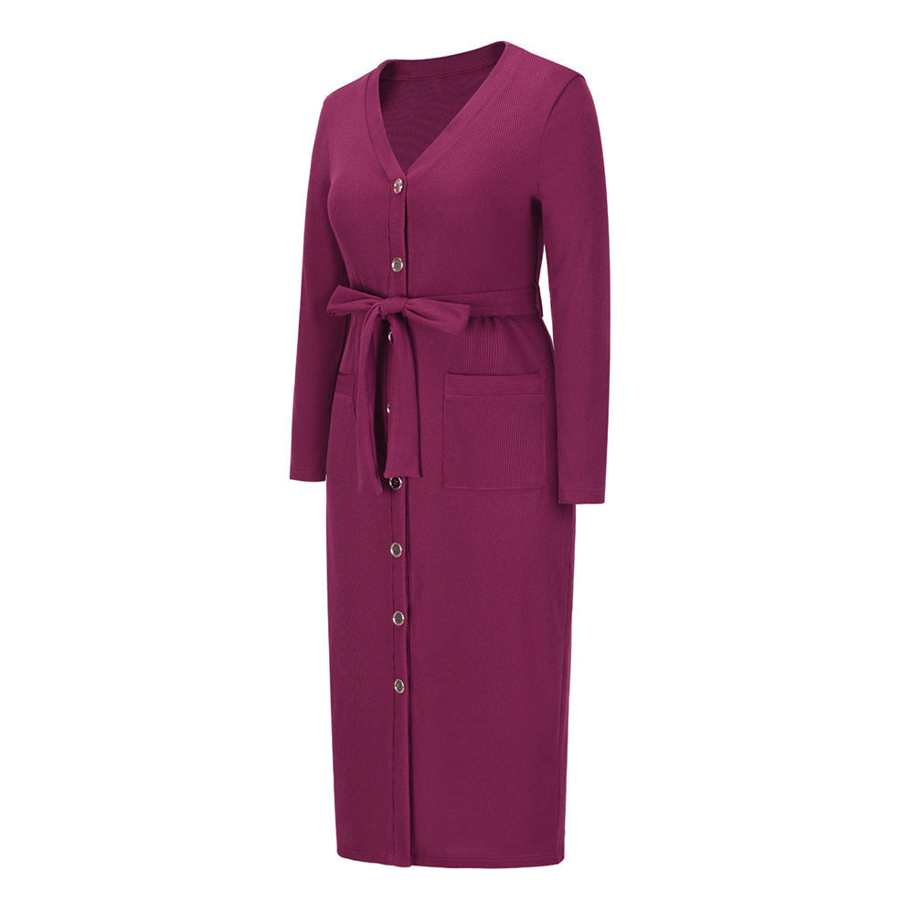 Ribbed Sakura Knit Midi Dress Mulberry