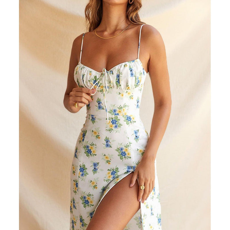 Camila Luxe Women's Floral Print Maxi Dress with High Slit Design Boutique Edit