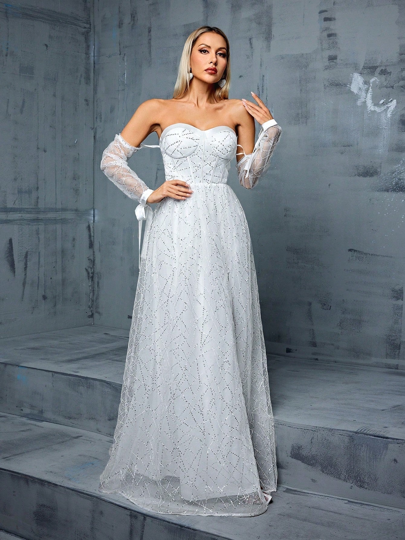 Open Shoulder Tube Top Evening Dress Backless Slit Dress Studio Photography Travel Photography Lightweight Wedding Dress Annual Meeting Dress