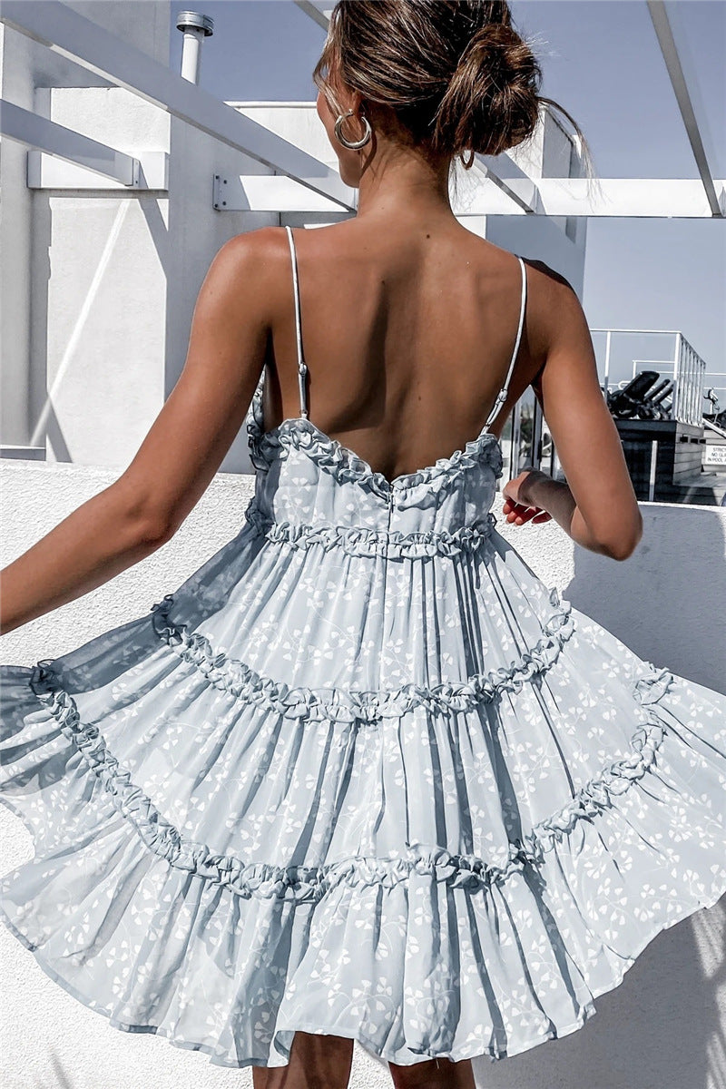 Pocketed Kooper Tiered Denim Babydoll Dress