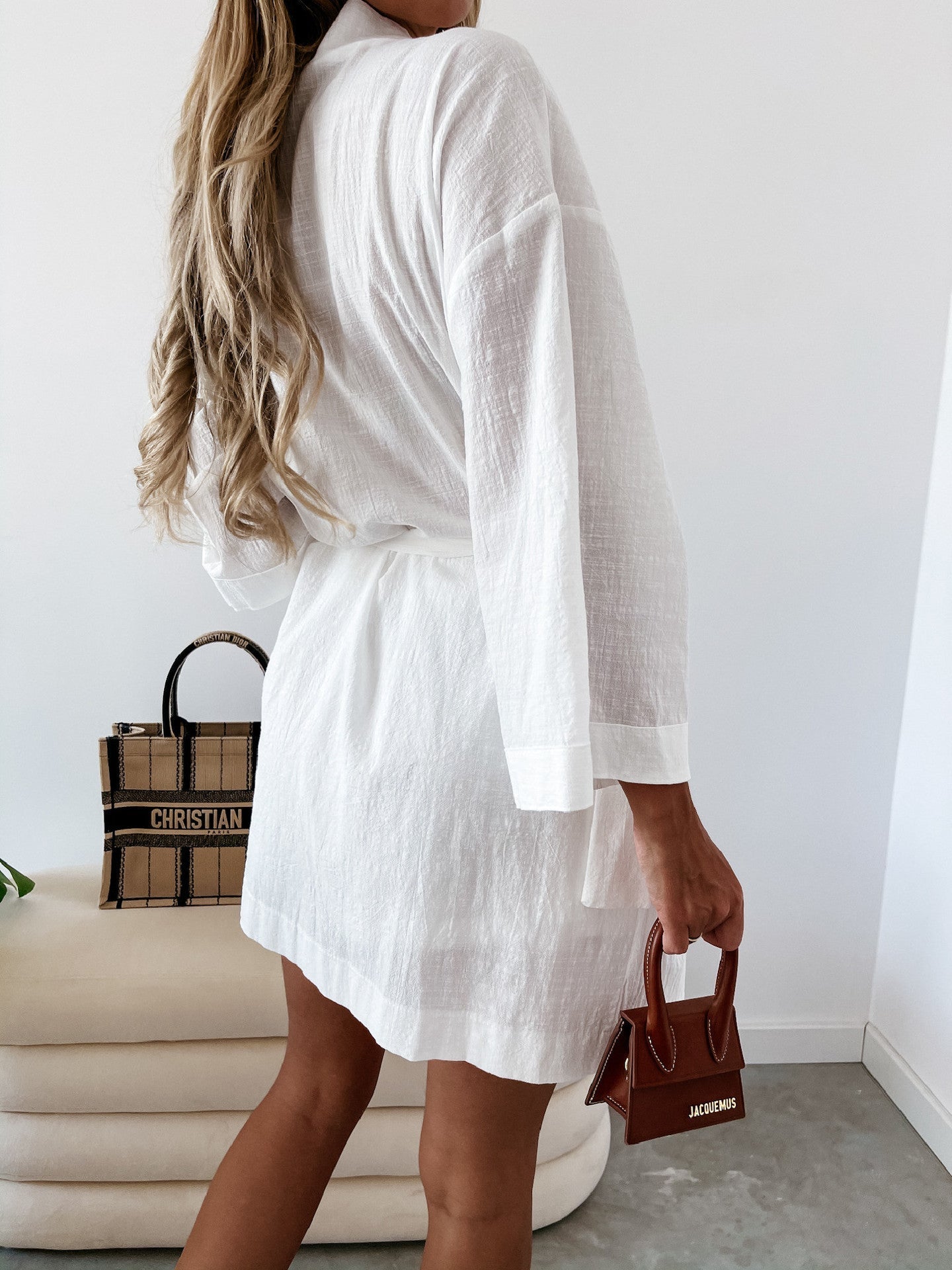 Satin Penni Balloon Sleeve Wrap Dress Ivory