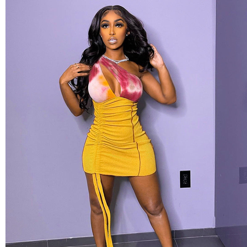 Chic Zulema Women's Asymmetrical Mini Dress with Colorful Gradient and Ruffles Elevated Occasion Wear