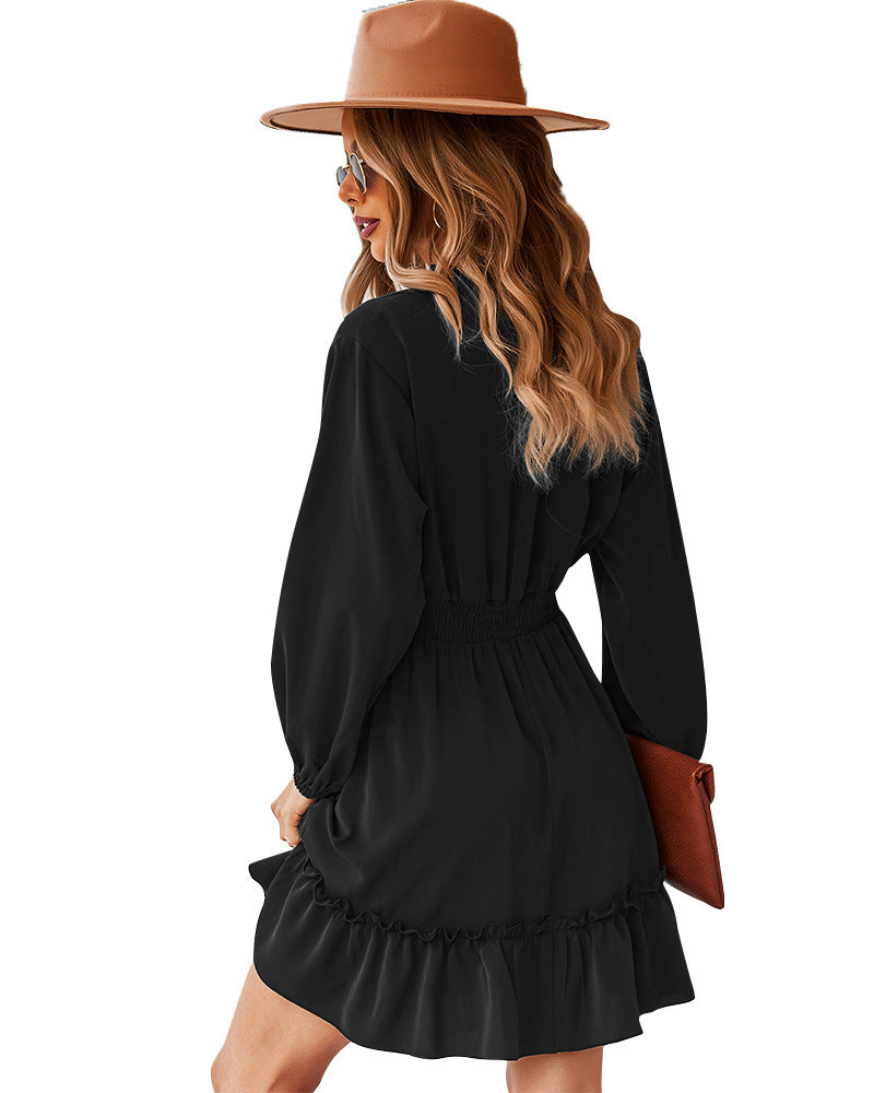 Billowed Indy Ruffle Dress Black