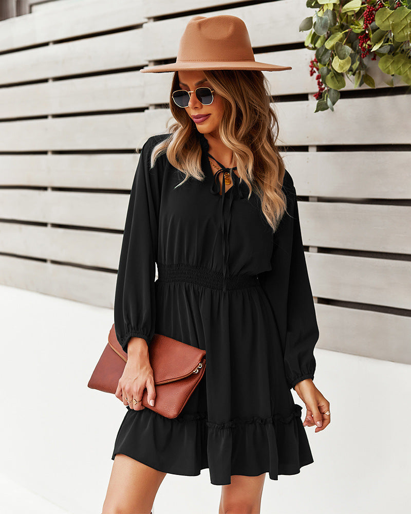 Billowed Indy Ruffle Dress Black