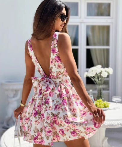 Sol Premium Women's Botanical Backless Mini Dress Everyday Luxe Edit
