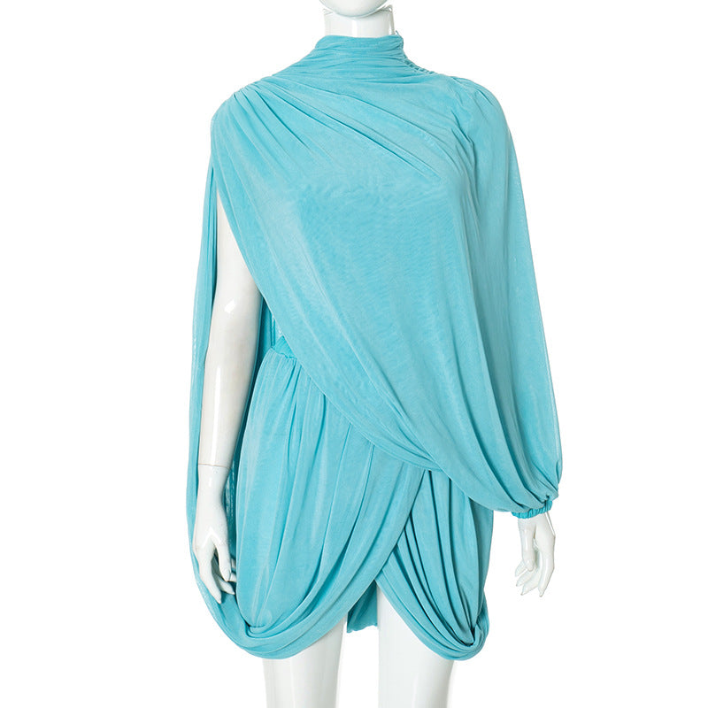 Luxe Valentina Women's Asymmetric Draped Mini Dress Elevated Occasion Wear