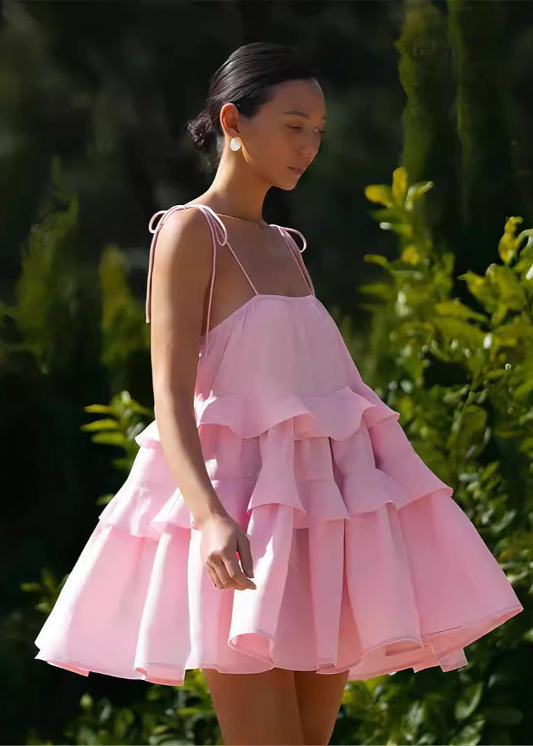 Whimsy Petal TieRed Ruffle Sundress