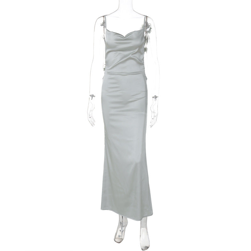 Summer Floral Decoration Refined Dress Maxi Dress Backless Sling Dress