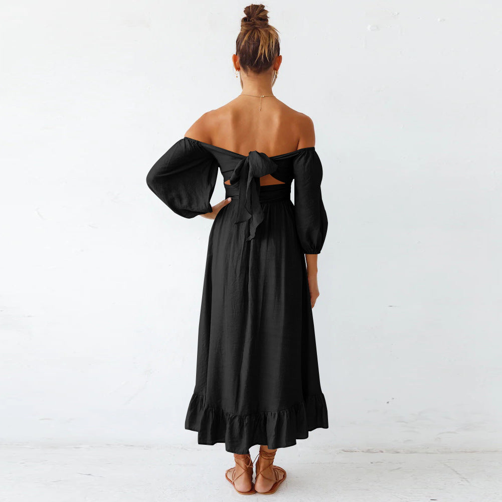 Puff Samantha Sleeve Midi Dress Black