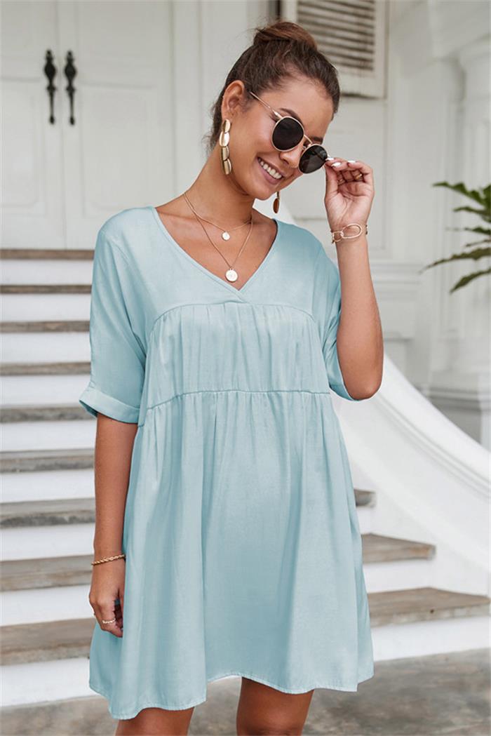 Cotton Nina Blend Pocketed Puff Sleeve Dress