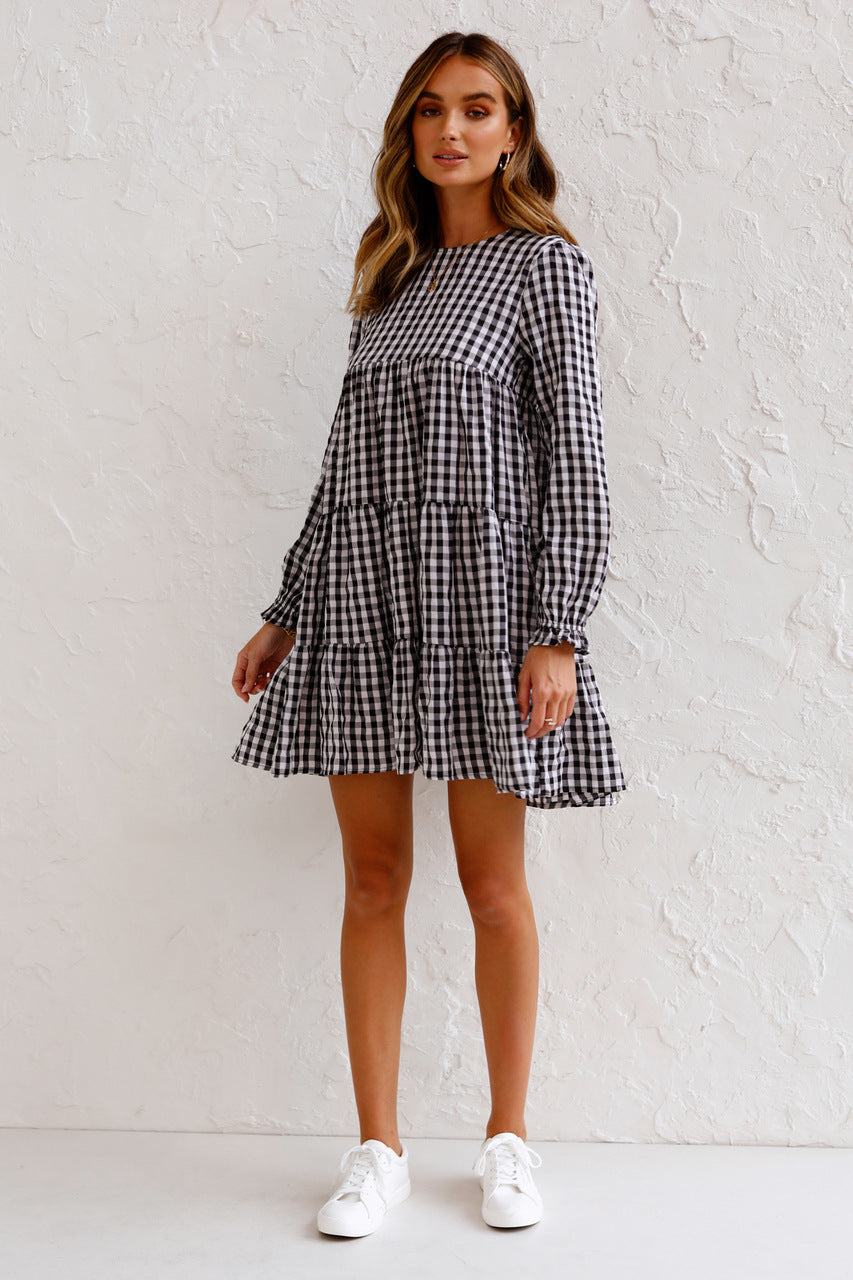 Cotton Urika Blend Plaid Babydoll Dress FINAL