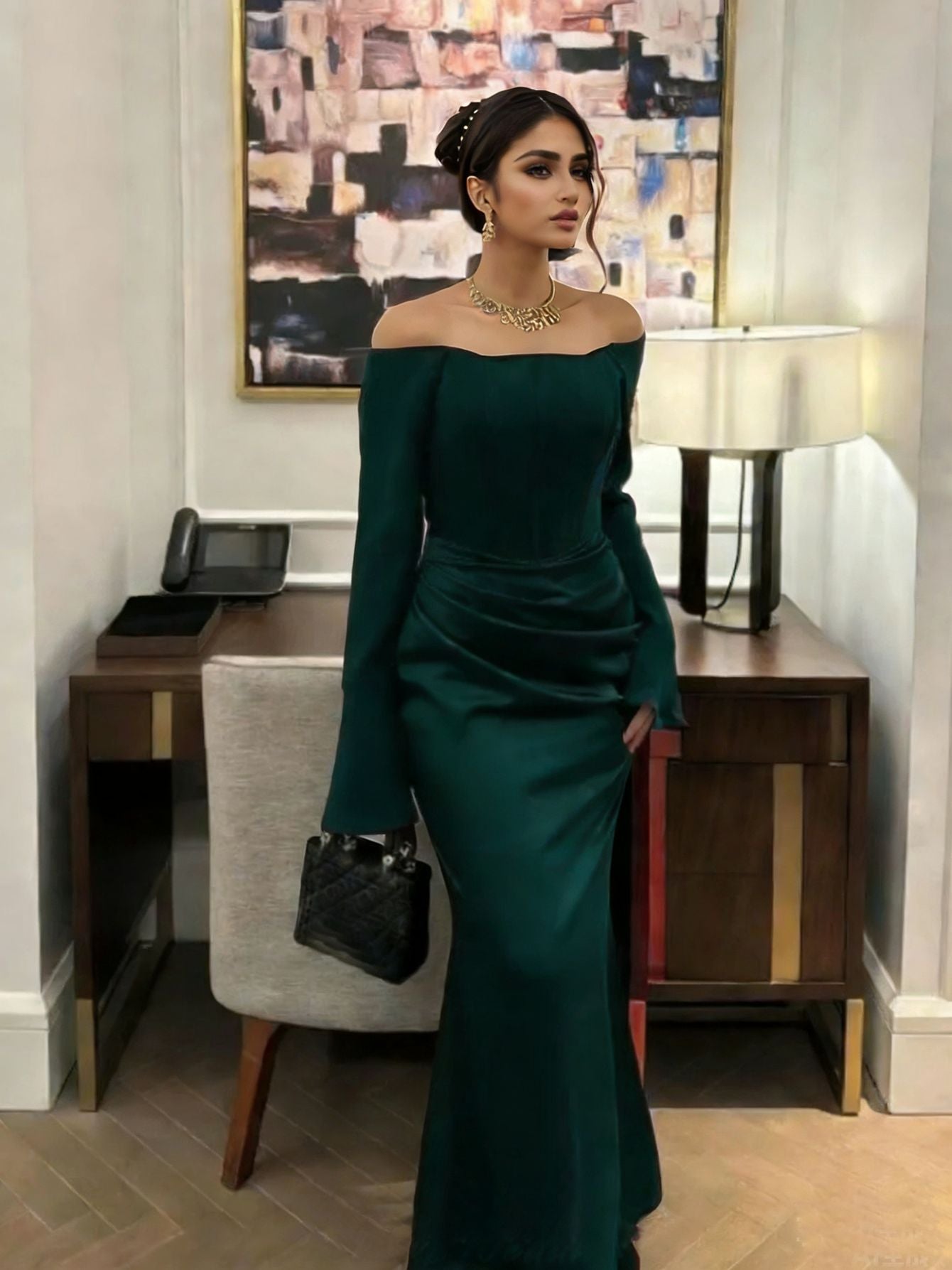 Women Clothing Tube Top Wedding Dress Toast Clothing Light Premium Engagement Wedding Dinner after Slit Hemline at Hem