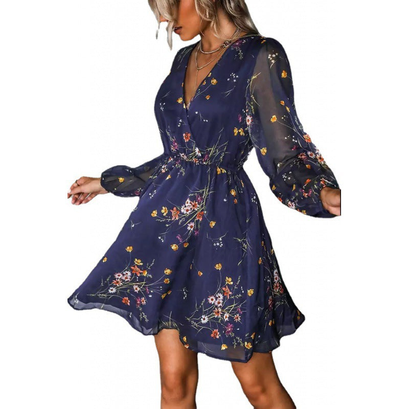 Trinidad Elevated Women's Botanical Print Mini Dress with Transparent Sleeves Occasion Wear