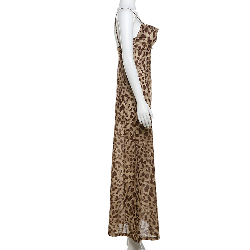 Aura Leopard Midi Dress Brown