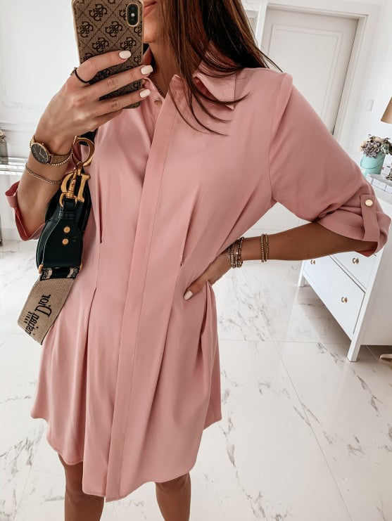 Cotton Harmony Button Down Shirt Dress Blush