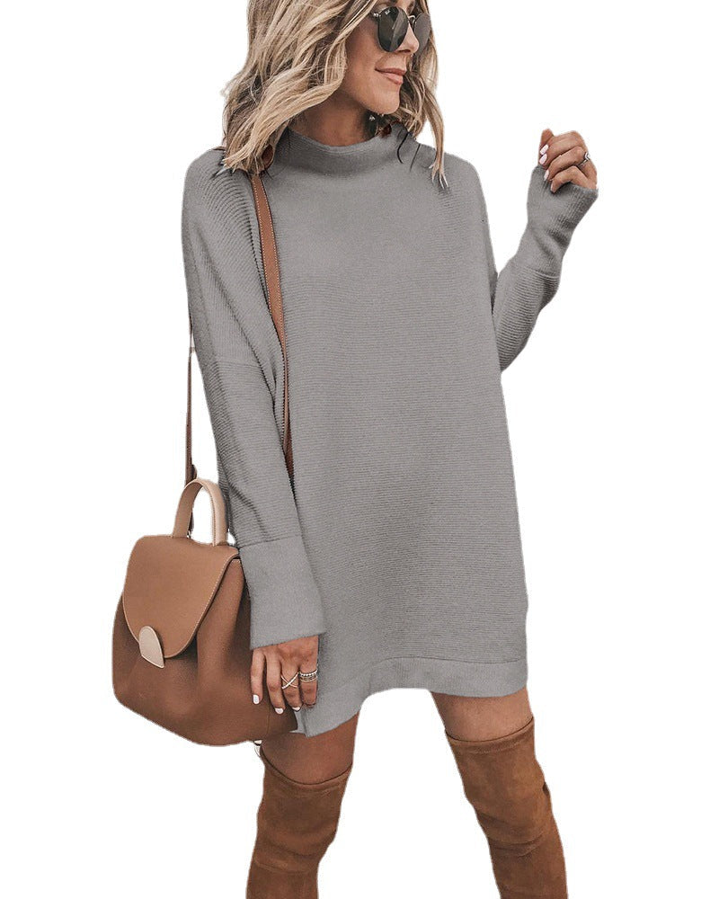 Mock Marcelle Neck Knit Dress Light Mocha