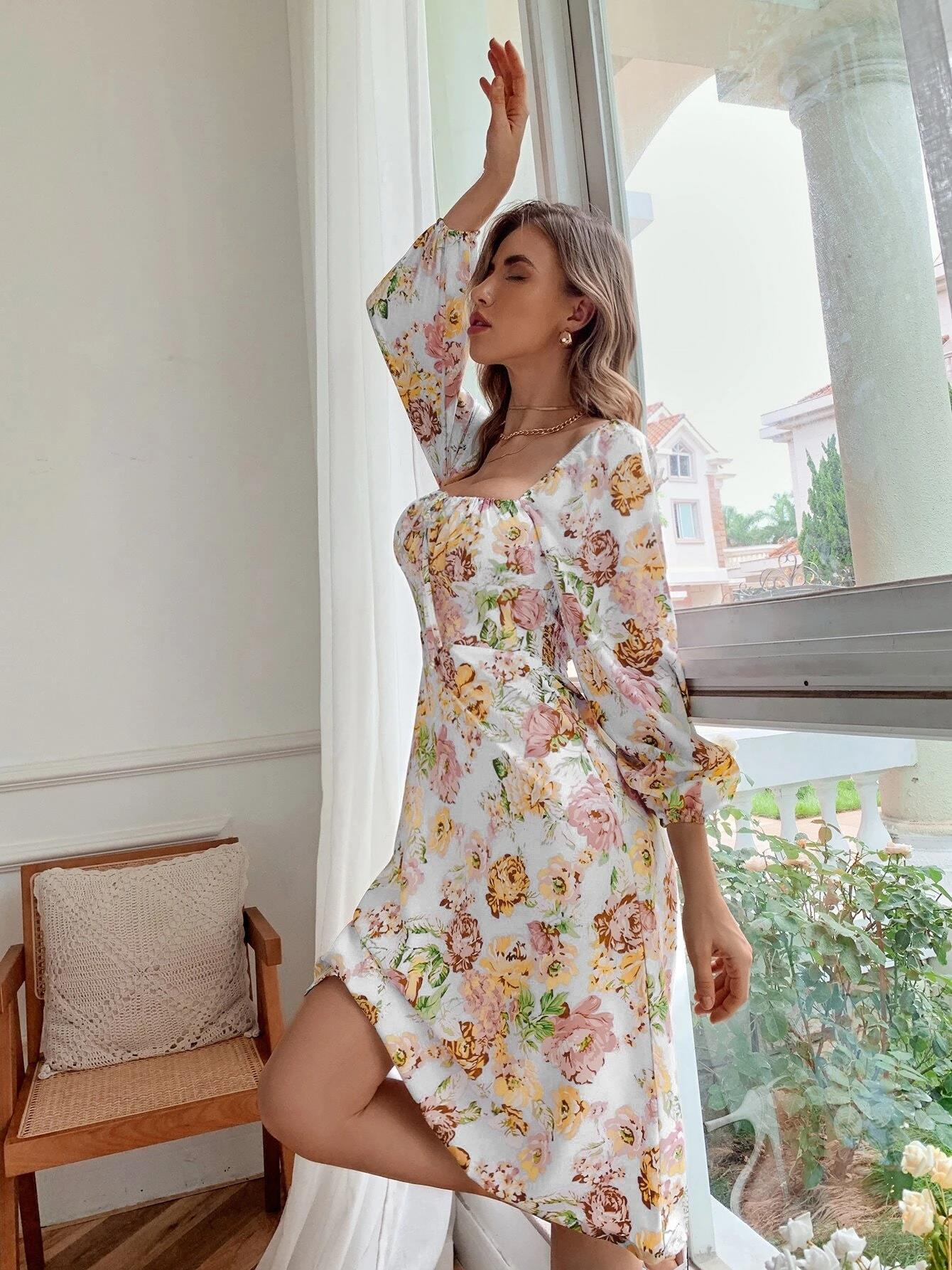 Your Still Cotton Blend Puff Sleeve Babydoll Dress
