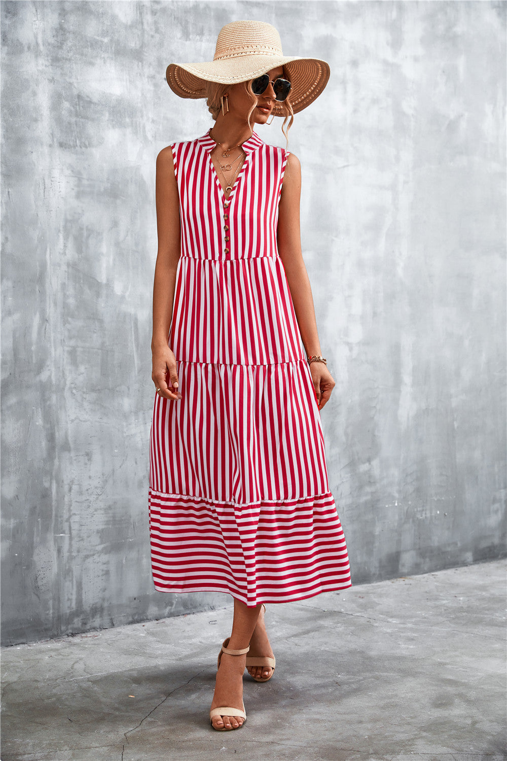 Cotton Jax Blend Embroidered Woven Midi Dress