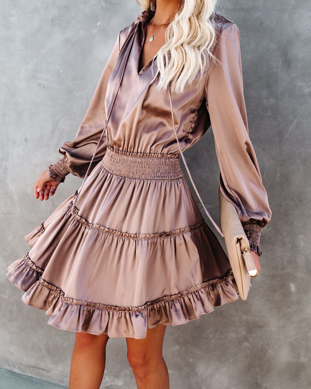 Satin Lena Midi Dress Champagne