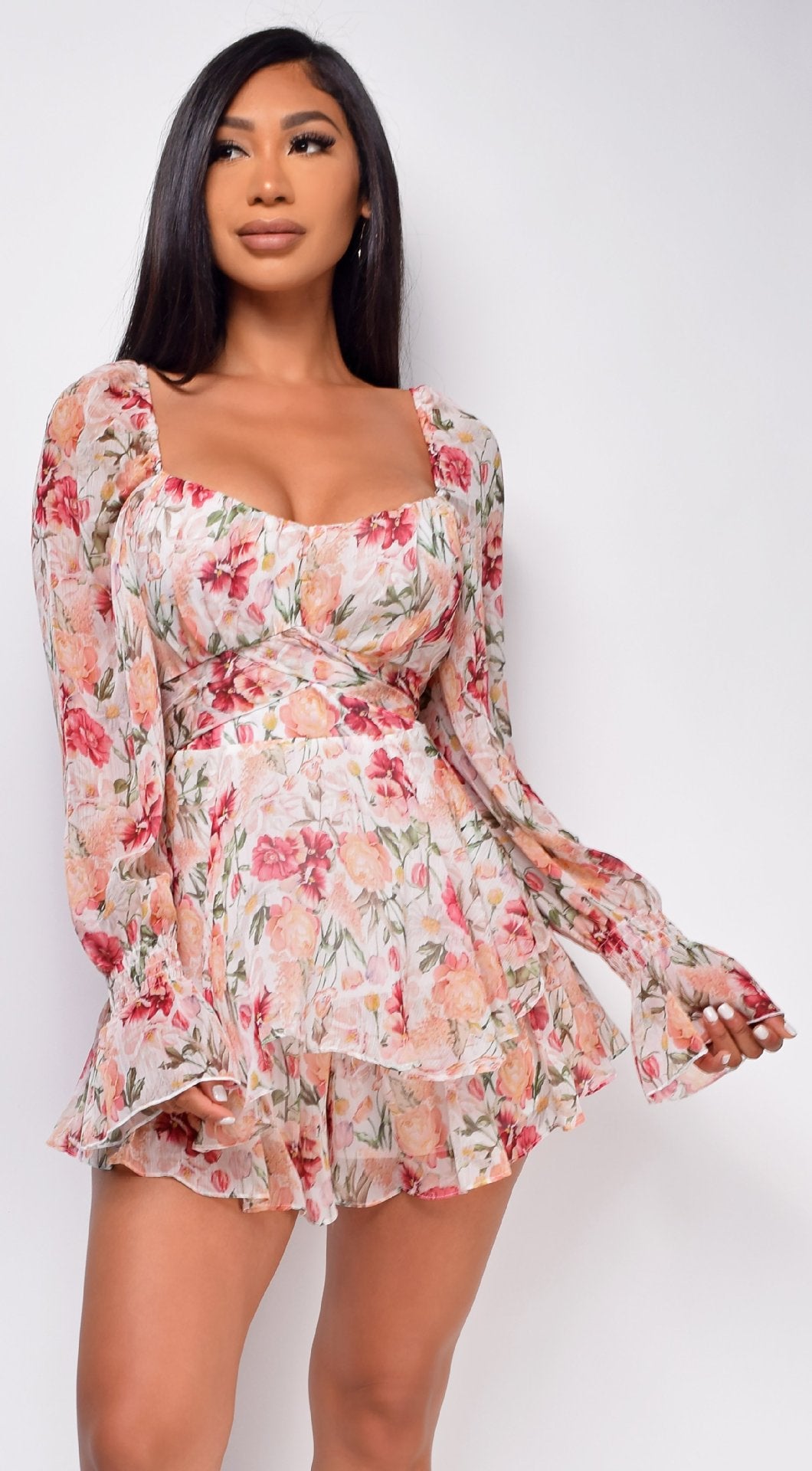 Esperanza Botanical Adjustable Balloon Sleeve Dress