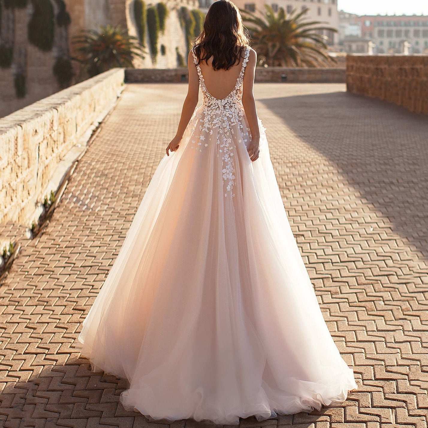 Summer Women Clothing Chic Lace Dress Sleeveless Deep V Plunge Neck Wedding Embroidered Dress
