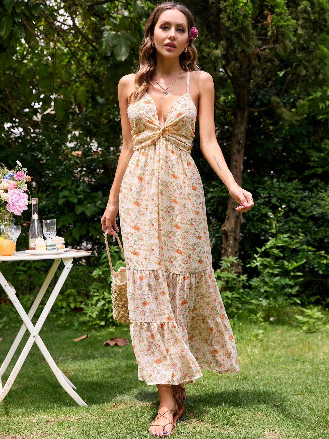 Loved By You Flower Midi Dress Blush