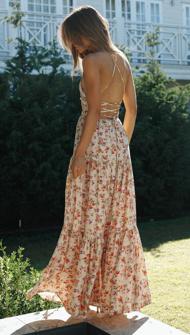 List Goes On Flower Tiered Tassel Midi Dress