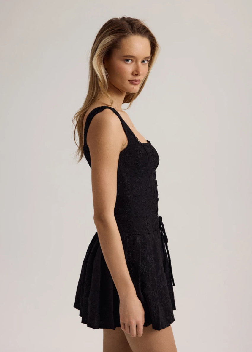 Lace-Up Noir Corset Mini Dress