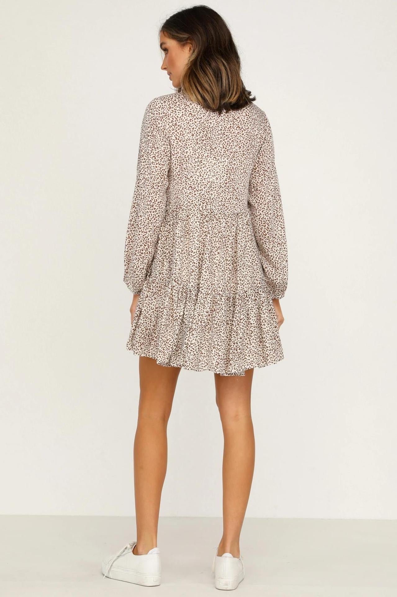 Or Now Never Animal Print Knit Henley Dress