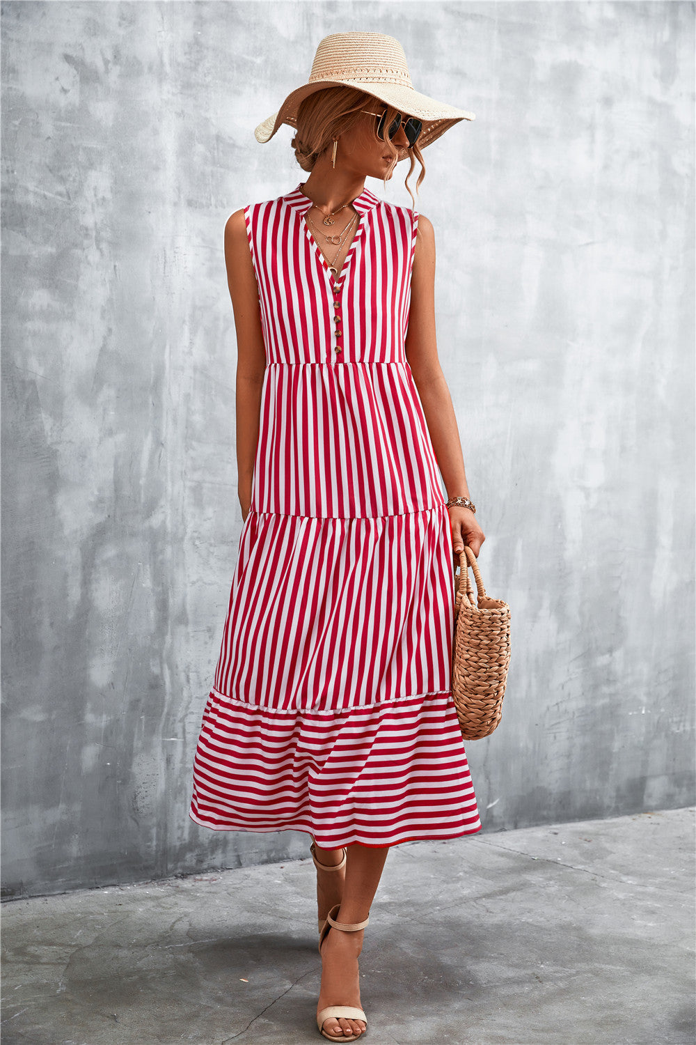 Cotton Jax Blend Embroidered Woven Midi Dress